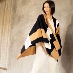 Parrish Lovely Wrap Poncho Style Shawl - Colorblock